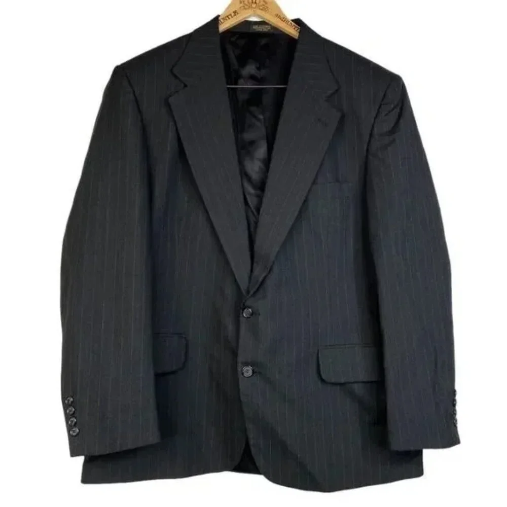 BARRINGTON MEN'S BLACK LINED PINSTRIPE SUIT JACKET 44R-NICE!